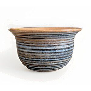 Studio Art Pottery Handmade Small Stripe Glazed Bowl Signed Reed 72